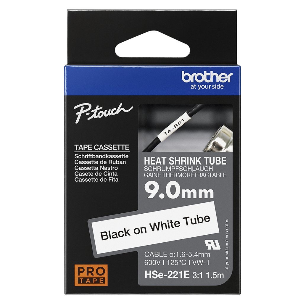 Brother HSE-221E label-making tape Black on white - Image 2