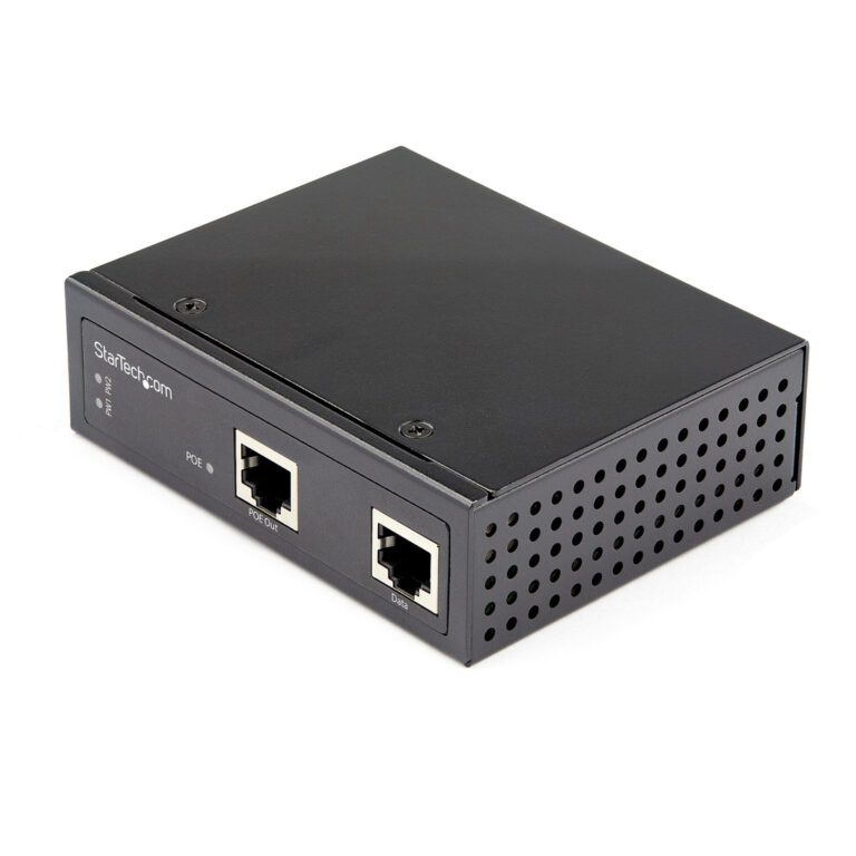 StarTech.com Industrial Gigabit PoE Injector - High Speed/High Power 90W - 802.3bt PoE++ 52V-56VDC DIN Rail UPoE/Ultra Power Ov
