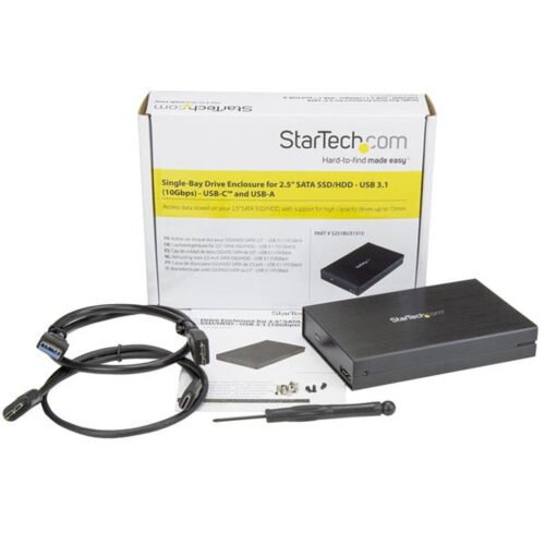 StarTech.com Drive Enclosure for 2.5" SATA SSDs/HDDs - USB 3.1 (10Gbps) - USB-A, USB-C - Image 6