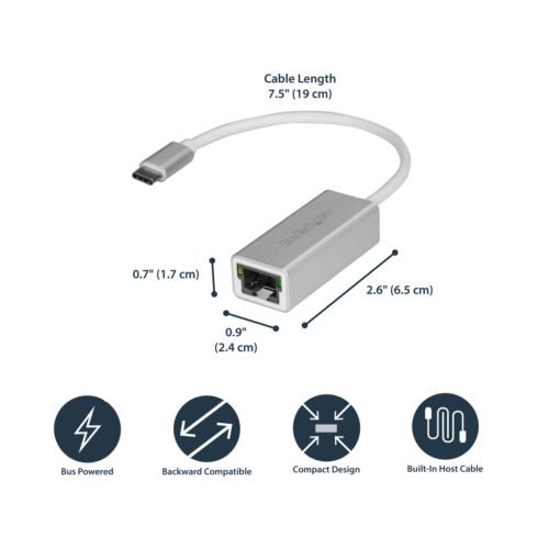 StarTech.com USB-C to Gigabit Network Adapter - Silver - Image 9