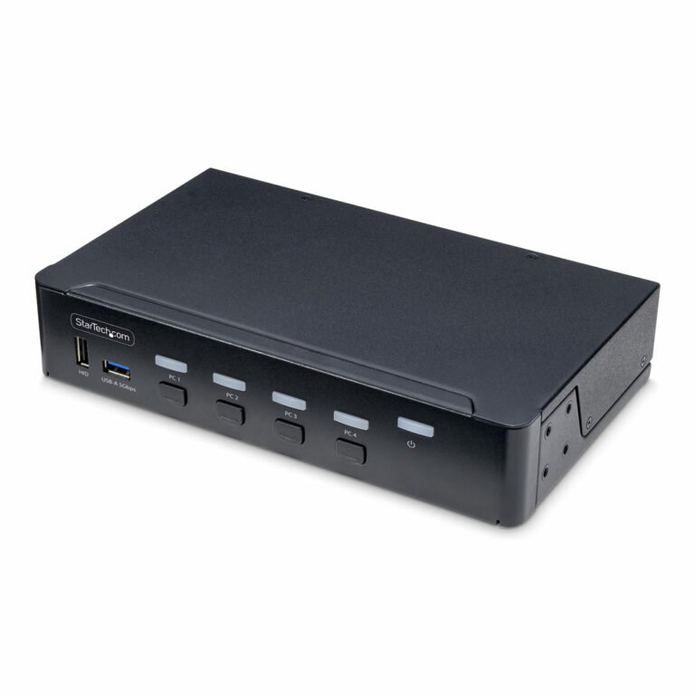 StarTech.com 4-Port DisplayPort KVM Switch, Single 4K 60Hz Monitor, 6x USB Ports, Push-Button & Hotkey Switching, DisplayPort 1