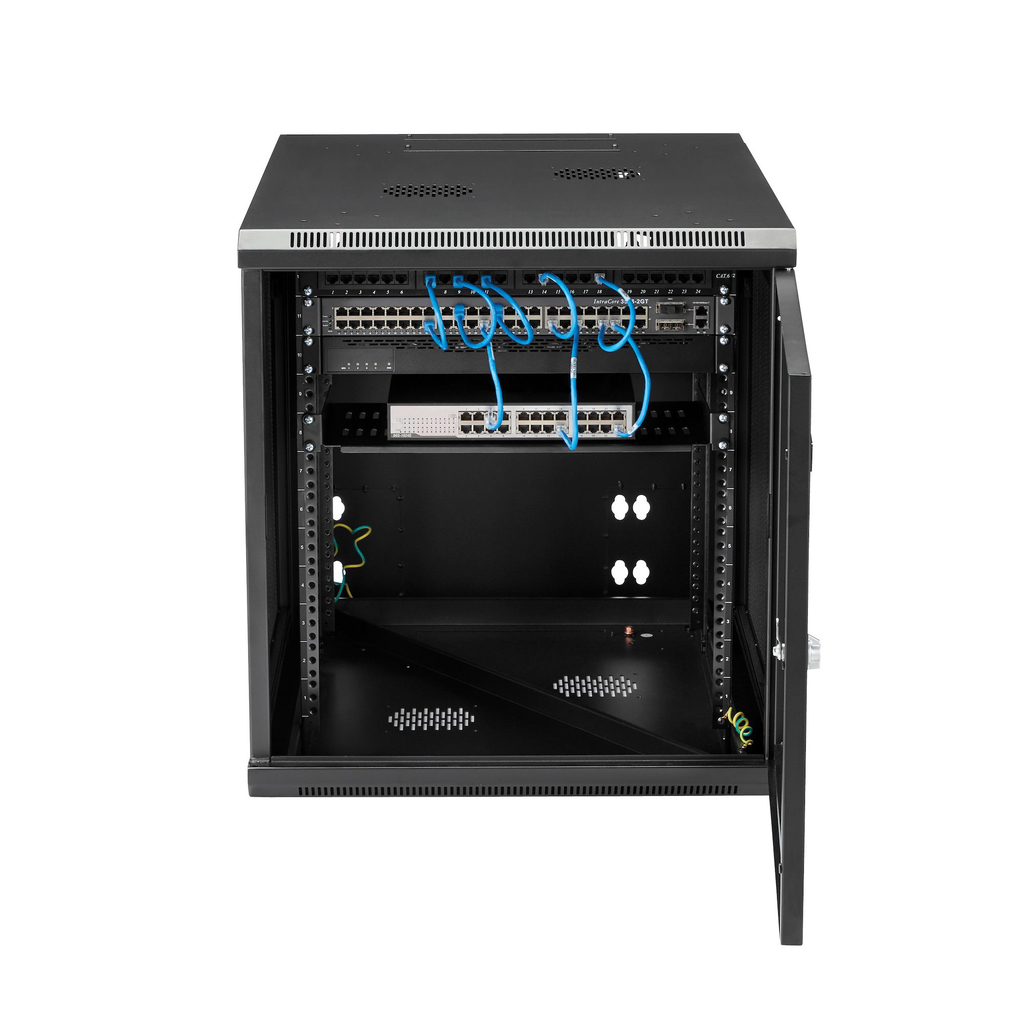StarTech.com 4-Post 12U Wall Mount Network Cabinet with 1U Shelf, 19" Hinged Wall-Mounted Server Rack for Data / AV / Electroni - Image 6