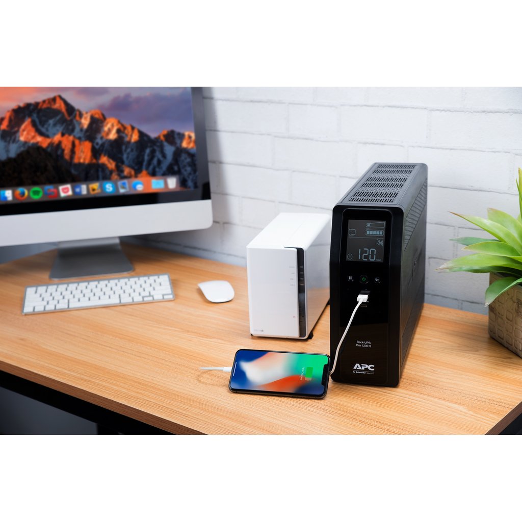 APC Back-UPS Pro, 1200VA/720W, Tower, 230V, 8x IEC C13 outlets, Sine Wave, AVR, USB Type A + C ports, LCD, User Replaceable Bat - Image 7