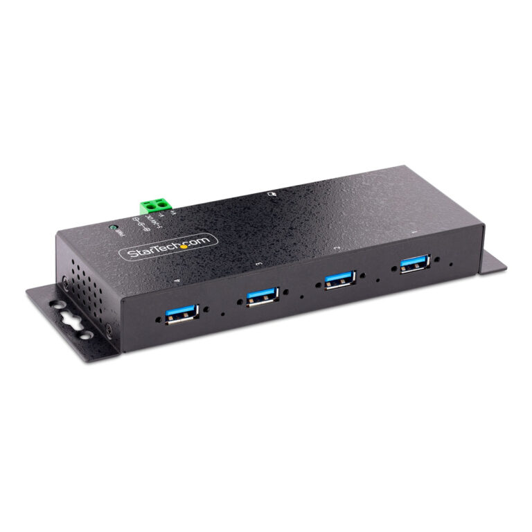 StarTech.com 4-Port Industrial USB 3.0 5Gbps Hub - Rugged USB Hub w/ ESD and Surge Protection - DIN/Wall/Desk Mountable USB-A H