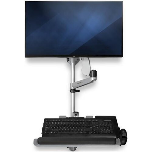 StarTech.com Wall Mount Workstation - Articulating Standing Desk w/ Ergonomic Height Adjustable Monitor Arm & Padded Keyboard T - Image 4