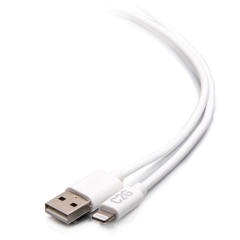 C2G 10ft (3m) USB-A Male to Lightning Male Sync and Charging Cable - White