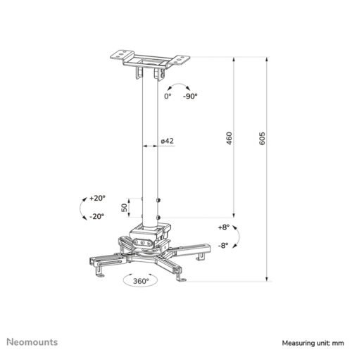 Neomounts CL25-540BL1 Beamer ceiling mount - h 60,5-90,5 cm - easy-install - full motion - Image 23