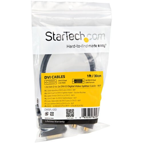 StarTech.com 30cm (1 ft) DVI-D to 2x DVI-D Digital Video Splitter Cable - M/F~1 ft DVI-D to 2x DVI-D Digital Video Splitter Cab - Image 4