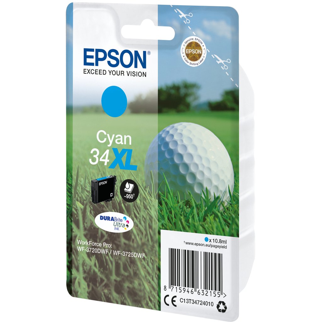 Epson Golf ball Singlepack Cyan 34XL DURABrite Ultra Ink - Image 2