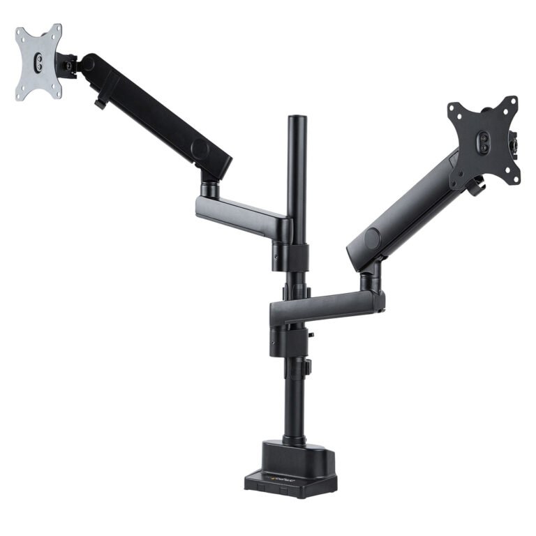 StarTech.com Desk Mount Dual Monitor Arm, Full Motion Monitor Mount for 2x VESA Displays up to 32" (17.6lb/8kg), Height Adjusta