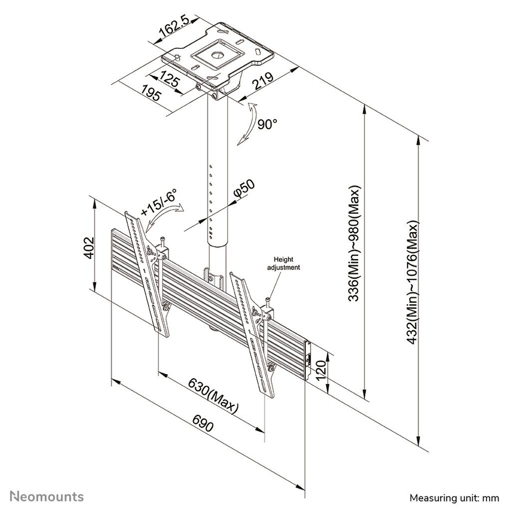 Neomounts Pro monitor ceiling mount - Image 9