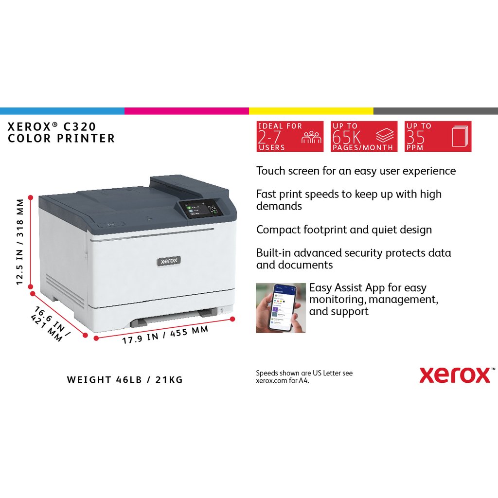 Xerox C320 A4 33ppm Wireless Duplex Printer PS3 PCL5e/6 2 Trays Total 251 Sheets - Image 33