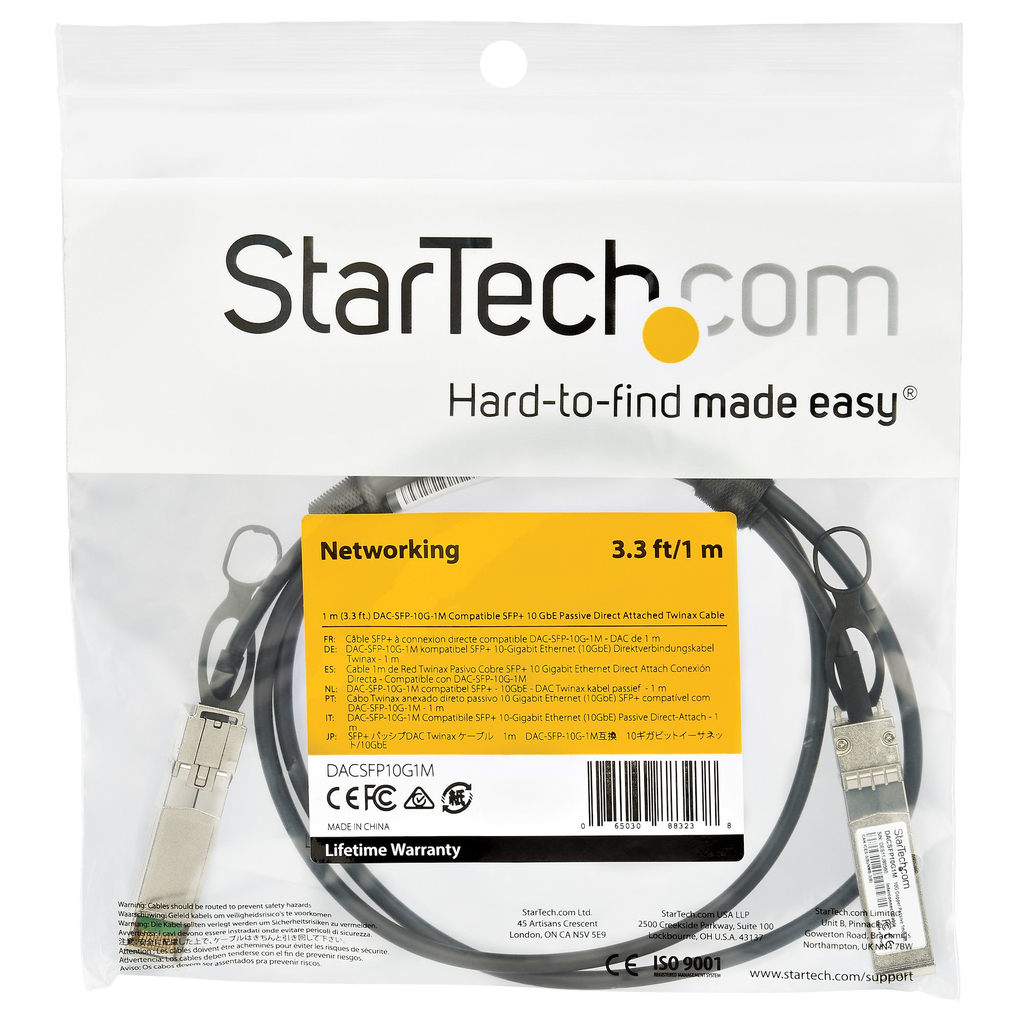 StarTech.com Dell EMC DAC-SFP-10G-1M Compatible 1m 10G SFP+ to SFP+ Direct Attach Cable Twinax - 10GbE SFP+ Copper DAC 10 Gbps - Image 7