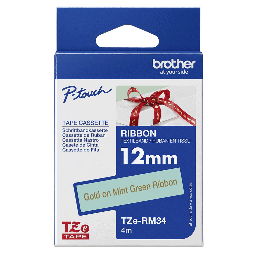 Brother TZE-RM34 label-making tape Gold on mint colour - Image 3