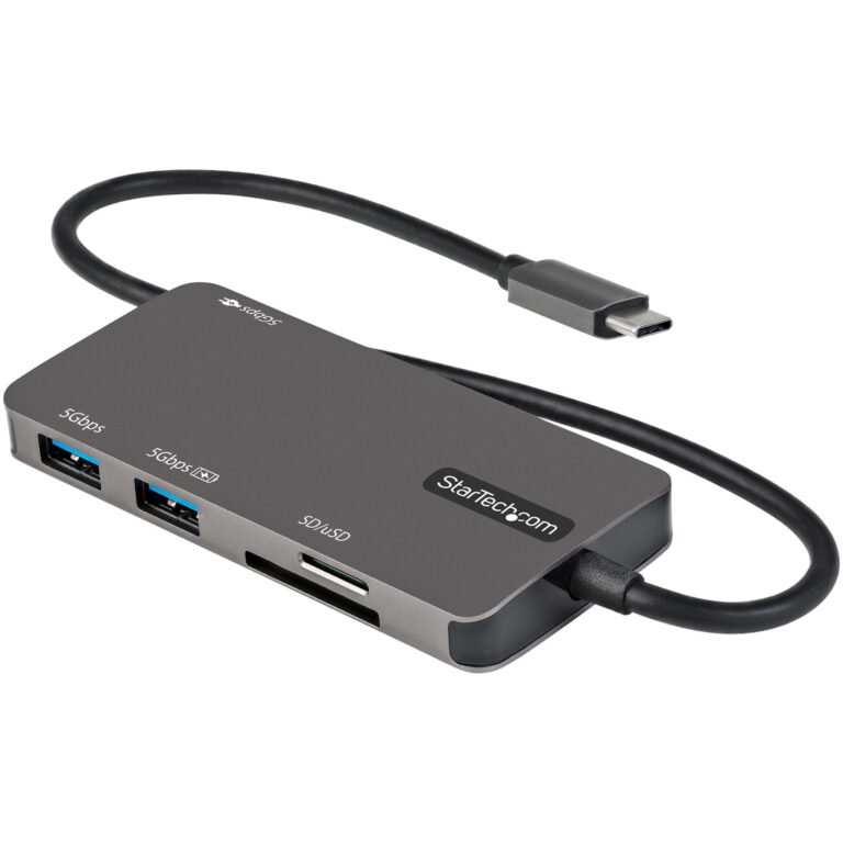StarTech.com USB C Multiport Adapter - USB-C to 4K HDMI, 100W Power Delivery Pass-through, SD/MicroSD Slot, 3-Port USB 3.0 Hub