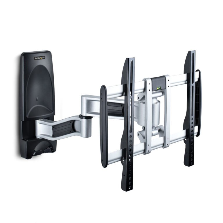 StarTech.com Articulating TV Wall Mount, VESA Wall Mount, Supports 26 to 65 inch/99lb/Flat/Curved TVs, Retractable Low Profile