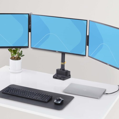 StarTech.com Triple Monitor Desk Mount For Up To Three 27in Screens, VESA 75x75/100x100, Tool-Less Arm Adjustments, C-Clamp/Gro - Image 4