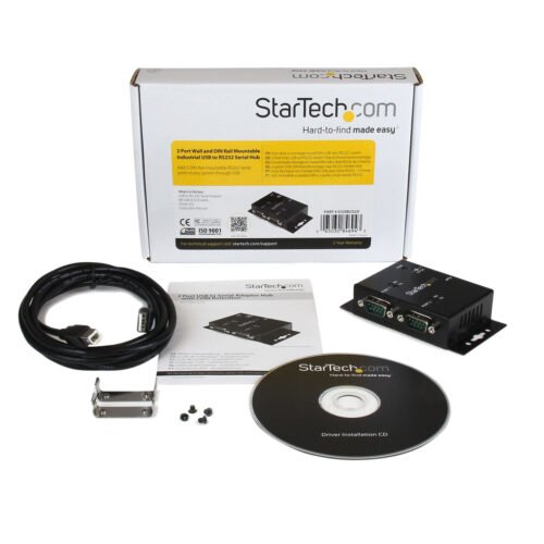 StarTech.com 2 Port Industrial Wall Mountable USB to Serial Adapter Hub with DIN Rail Clips - Image 2