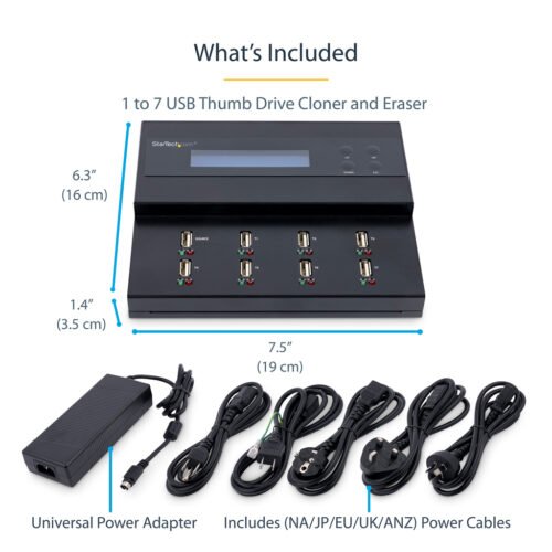 StarTech.com Standalone 1 to 7 USB Thumb Drive Duplicator and Eraser, Multiple USB Flash Drive Copier, System and File and Whol - Image 11