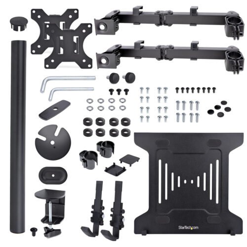 StarTech.com Monitor Arm with VESA Laptop Tray, For a Laptop (4.5kg/9.9lb) and a Single Display up to 32" (8kg/17.6lb), Black, - Image 20