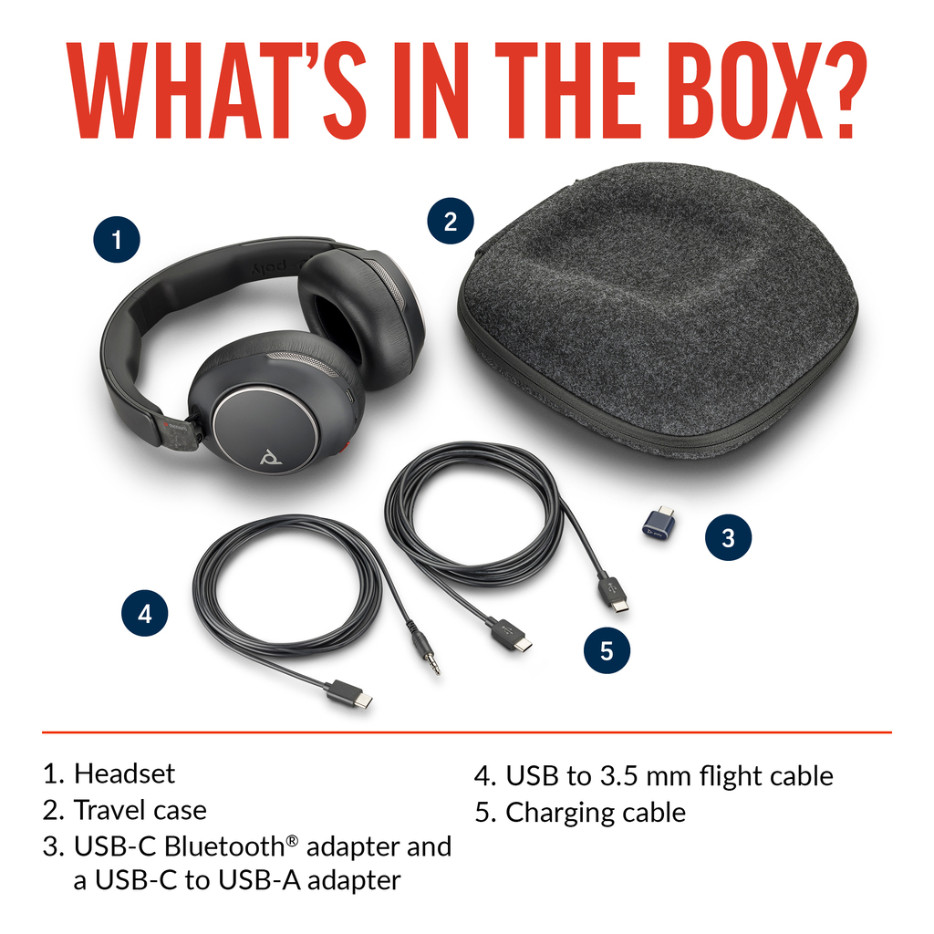 POLY Voyager Surround 80 UC USB-C Headset +USB-C/A Adapter - Image 8