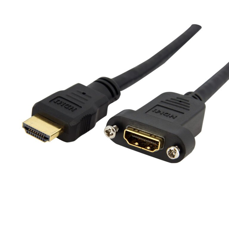 StarTech.com 3ft HDMI Female to Male Adapter, 4K High Speed Panel Mount HDMI Cable, 4K 30Hz UHD HDMI, 10.2 Gbps Bandwdith, 4K H