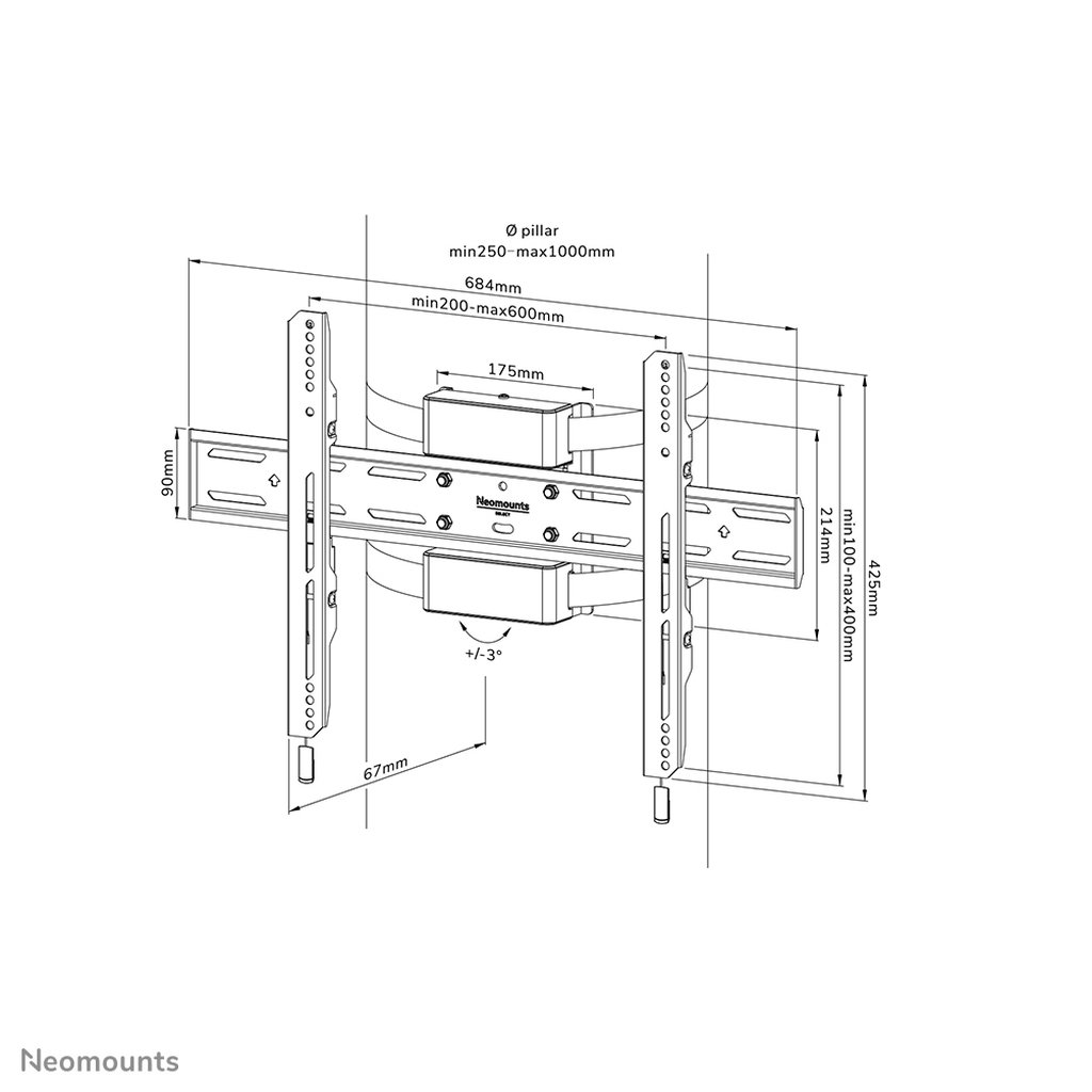 Neomounts WL30S-910BL16 TV pillar mount 40-75" - fixed - lockable - diam. 25-100 cm - portrait - Image 20