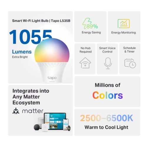 TP-Link Tapo Smart WiFi Light Bulb, Multicolor - Image 7