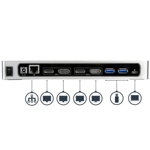 StarTech.com USB-C & USB-A Dock - Dual Monitor 4K 60Hz Dock DisplayPort + HDMI - Hybrid USB 3.0 Docking Station for USB-C or US - Image 7