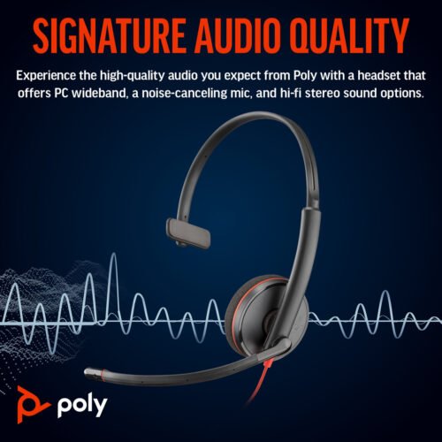 POLY Blackwire 3210 Monaural USB-C Headset +USB-C/A Adapter - Image 3