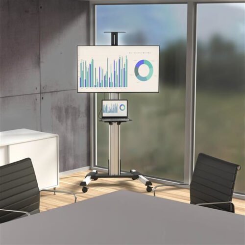 StarTech.com TV Cart - Height Adjustable - Lockable Wheels - Image 2