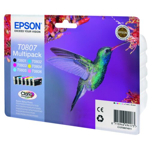 Epson Hummingbird Multipack 6-colours T0807 Claria Photographic Ink - Image 2