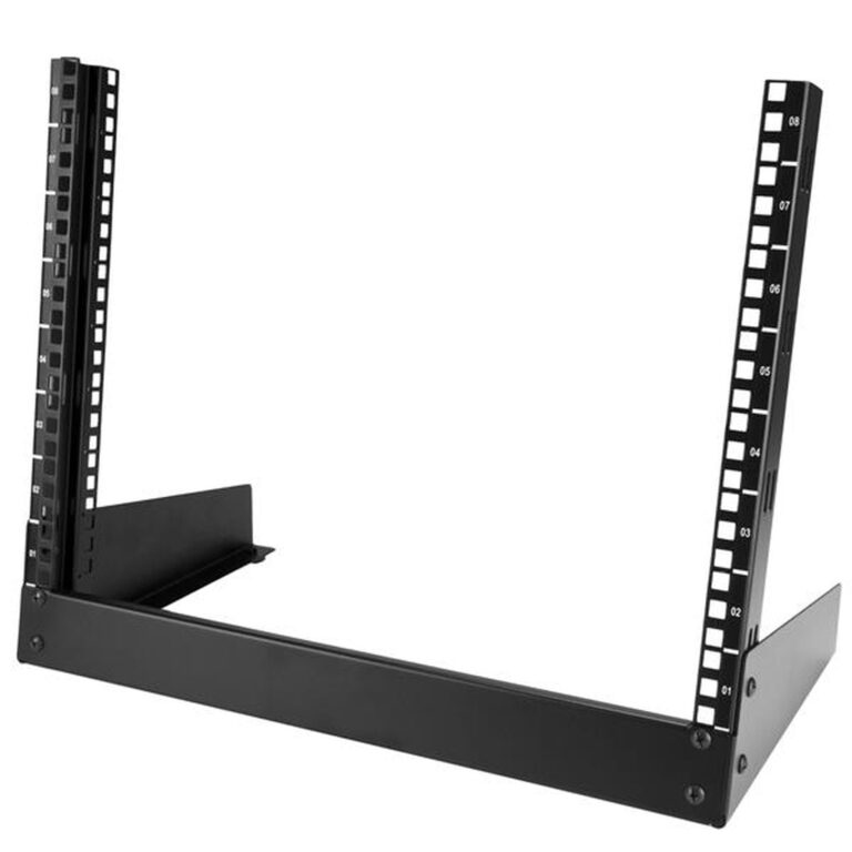 StarTech.com 2-Post 8U Desktop Server Rack, Small Open Frame 19in Computer Rack, Compact Network Rack for AV / Studio / Data /