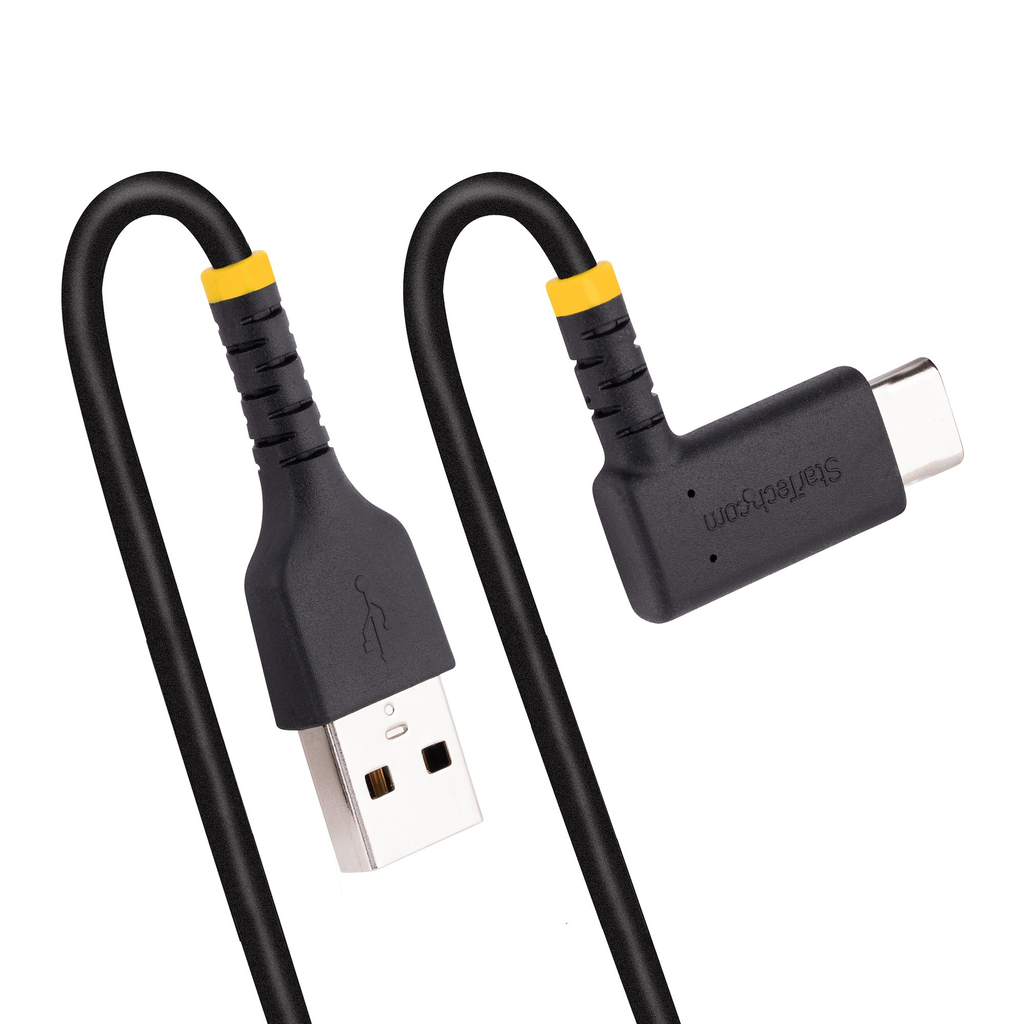 StarTech.com 3ft (1m) USB A to C Charging Cable Right Angle - Heavy Duty Fast Charge USB-C Cable - Black USB 2.0 A to Type-C - - Image 5