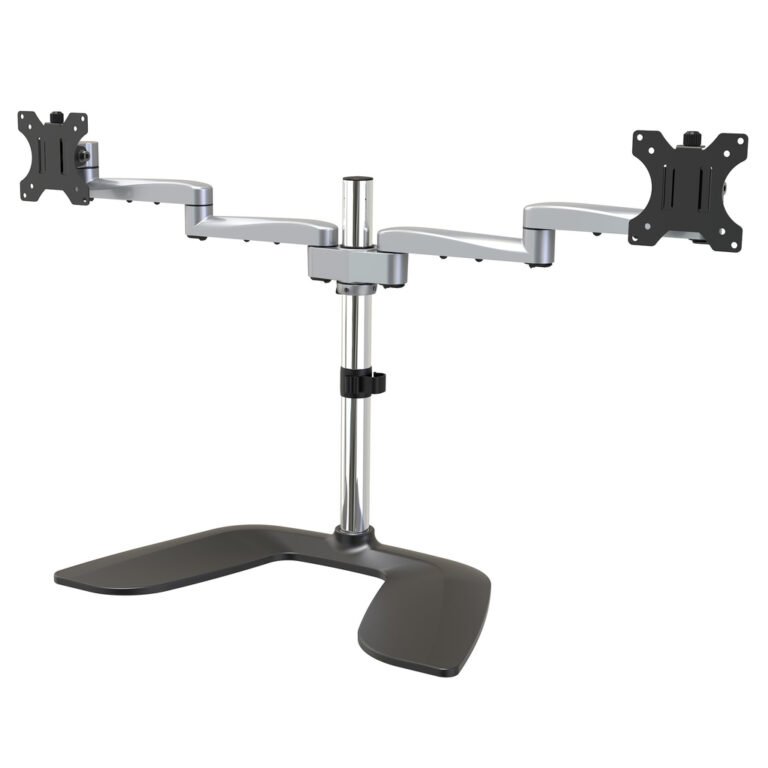 StarTech.com Dual Monitor Stand - Ergonomic Desktop Monitor Stand for up to 32" VESA Displays - Free-Standing Articulating Univ