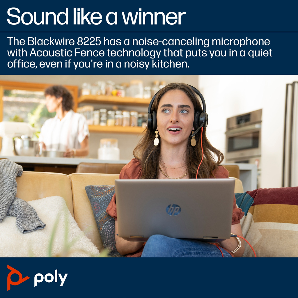 POLY Blackwire 8225 Stereo USB-C Headset +USB-C/A Adapter - Image 4