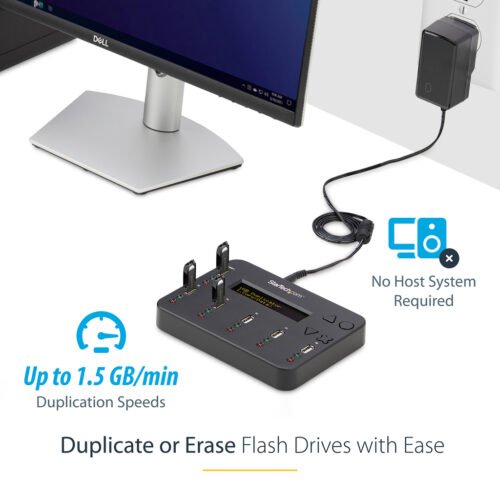 StarTech.com Standalone 1 to 5 USB Thumb Drive Duplicator and Eraser, Multiple USB Flash Drive Copier, System and File and Whol - Image 6