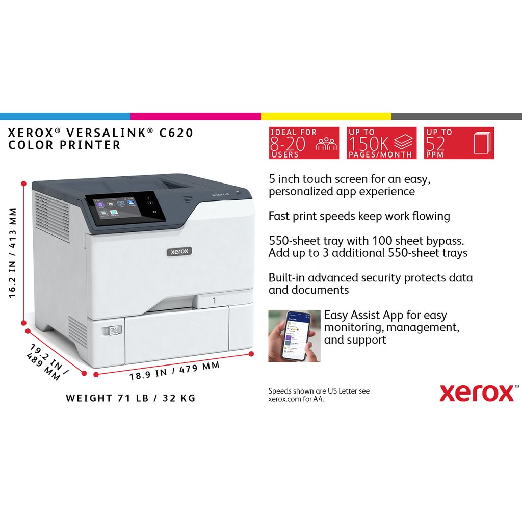 Xerox VersaLink C620 A4 50ppm Duplex Printer PS3 PCL5e/6 2 Trays 650 Sheets - Image 9