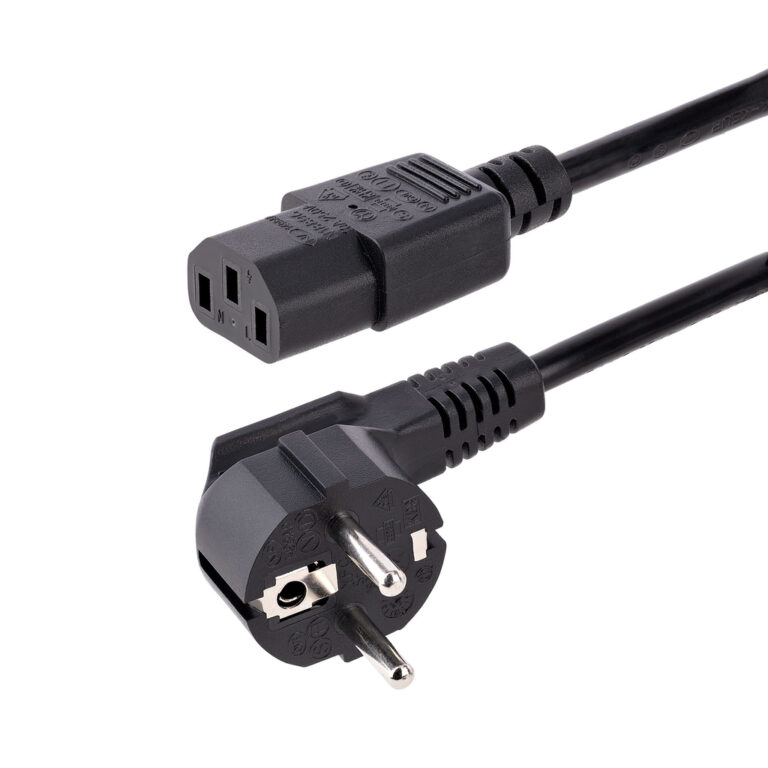 StarTech.com 1m (3ft) Computer Power Cord, 18AWG, EU Schuko to C13 Power Cord, 250V 10A, Black Replacement AC Cord, TV/Monitor