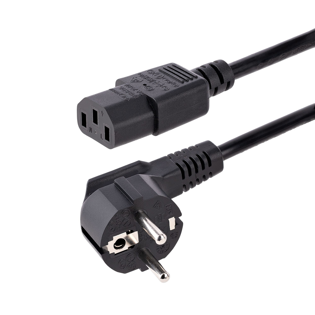 StarTech.com 3m (10ft) Computer Power Cord, 18AWG, EU Schuko to C13 Power Cord, 250V 10A, Black Replacement AC Cord, TV/Monitor