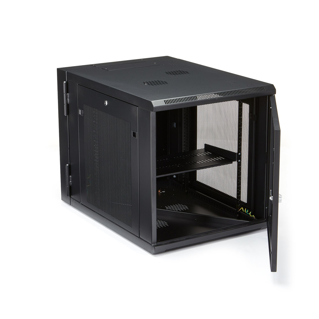 StarTech.com 4-Post 12U Wall Mount Network Cabinet with 1U Shelf, 19" Hinged Wall-Mounted Server Rack for Data / AV / Electroni - Image 4