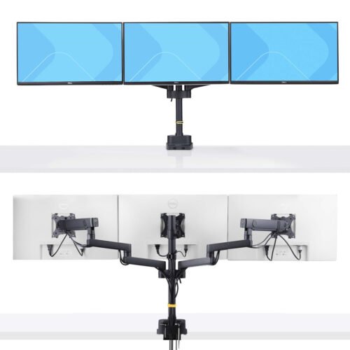 StarTech.com Triple Monitor Desk Mount For Up To Three 27in Screens, VESA 75x75/100x100, Tool-Less Arm Adjustments, C-Clamp/Gro - Image 5