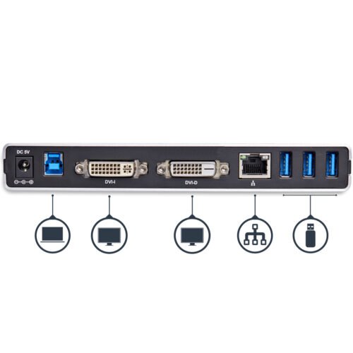 StarTech.com Dual-Monitor USB 3.0 Docking Station with DVI and Vertical Stand - Image 4