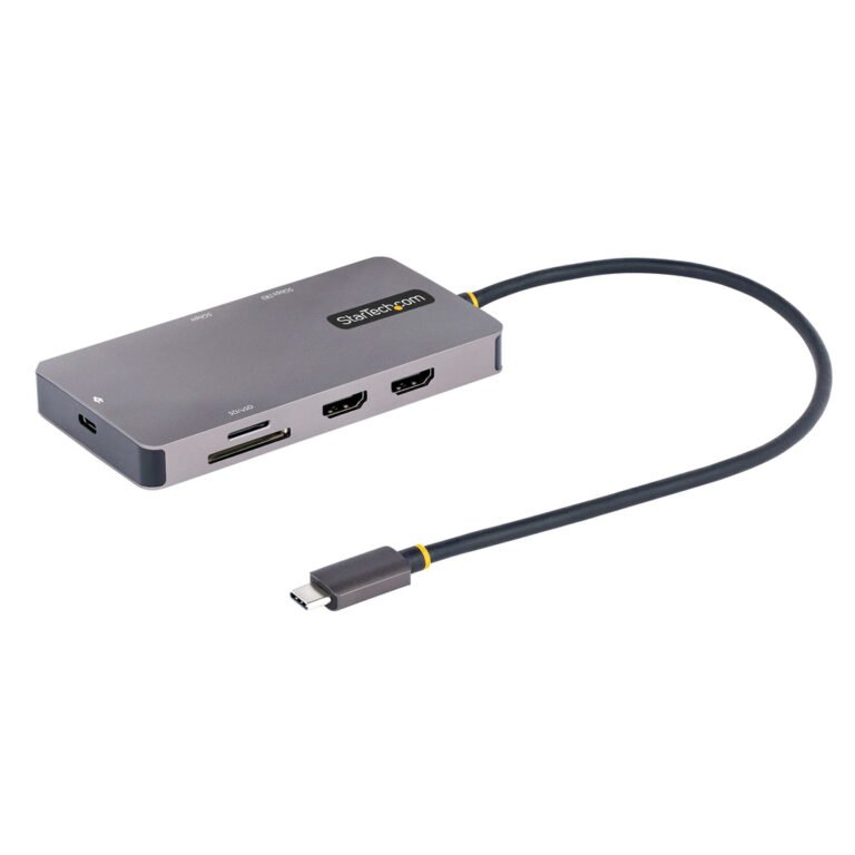StarTech.com USB C Multiport Adapter, Dual HDMI Video, 4K 60Hz, 2Pt 5Gbps USB-A Hub, 100W Power Delivery Pass-Through/GbE/SD/Mi