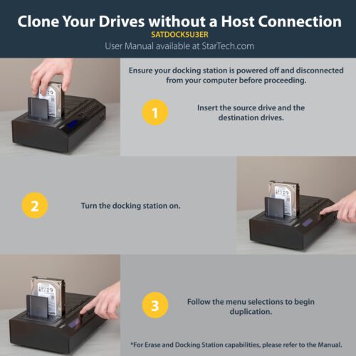 StarTech.com USB 3.0 / eSATA 6-Bay Hard Drive Duplicator Dock - 1:5 HDD / SSD Cloner and Eraser - Image 5
