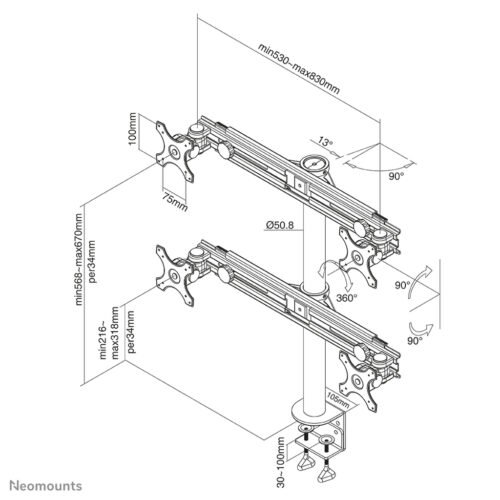 Neomounts FPMA-D700D4 Monitor arm 19-30" - Image 2