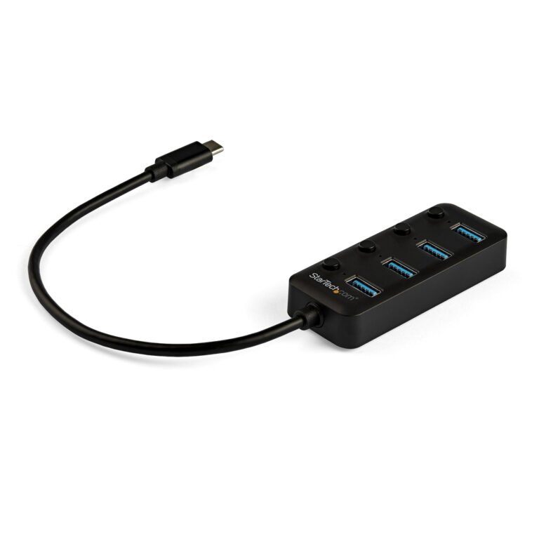 StarTech.com 4 Port USB C Hub - USB-C to 4x USB 3.0 Type-A Ports with Individual On/Off Port Switches - SuperSpeed 5Gbps USB 3.