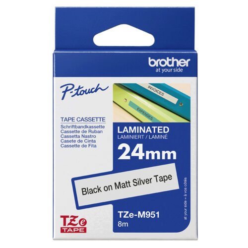 Brother TZE-M951 label-making tape Black on silver - Image 2
