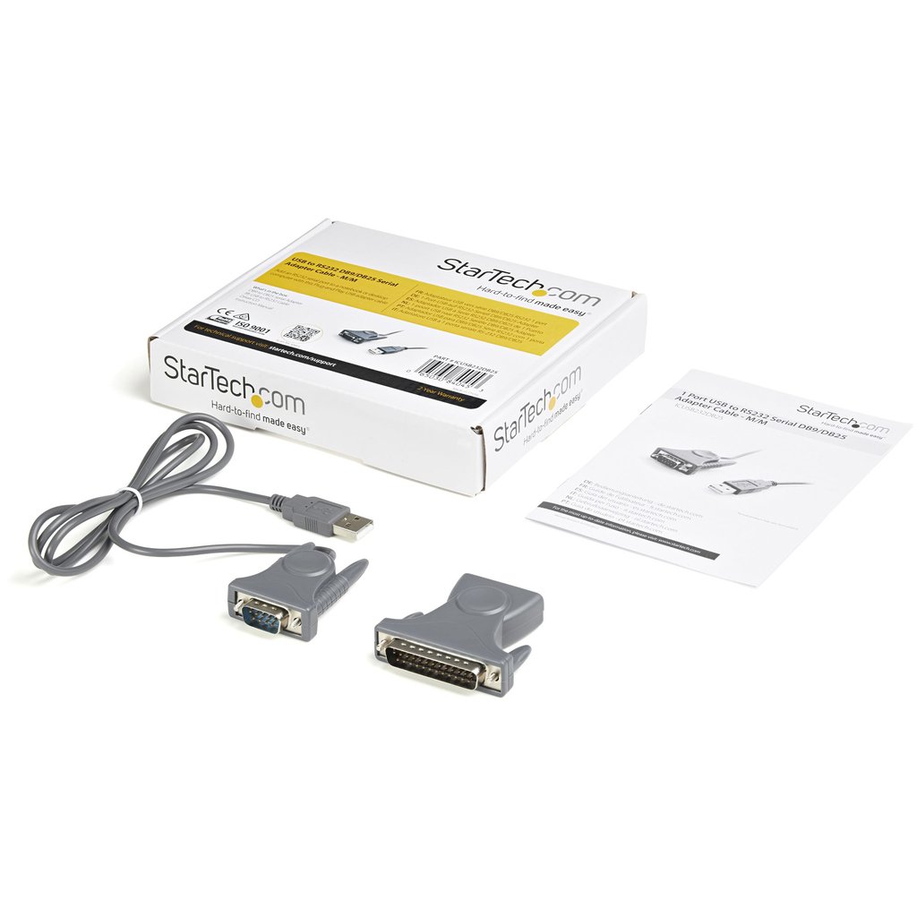 StarTech.com 3ft (91cm) 1-Port USB to Serial Cable, DB9/DB25 RS232 to USB Converter, Prolific, USB to Serial Adapter - Image 4