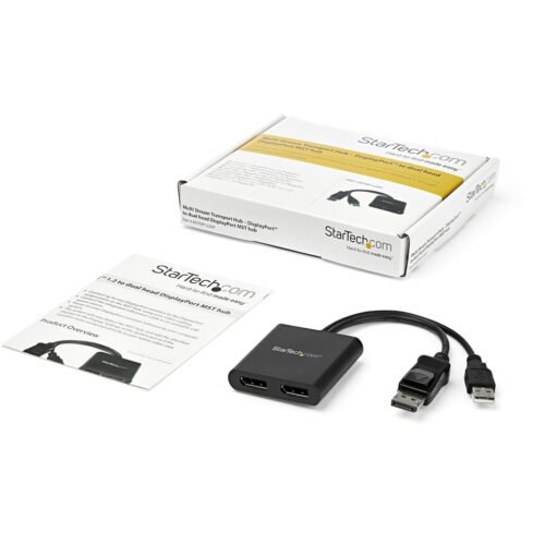StarTech.com 2-Port Multi Monitor Adapter - DisplayPort 1.2 MST Hub - Dual 4K 30Hz or 1080p - USB Bus Powered - Video Splitter - Image 13